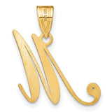 14k Yellow Gold Script M Pendant with Diamond Accent, Cursive Initial Charm for Women