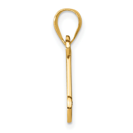 14k Yellow Gold Letter N Pendant with Diamond Accent, Script Initial Charm for Women