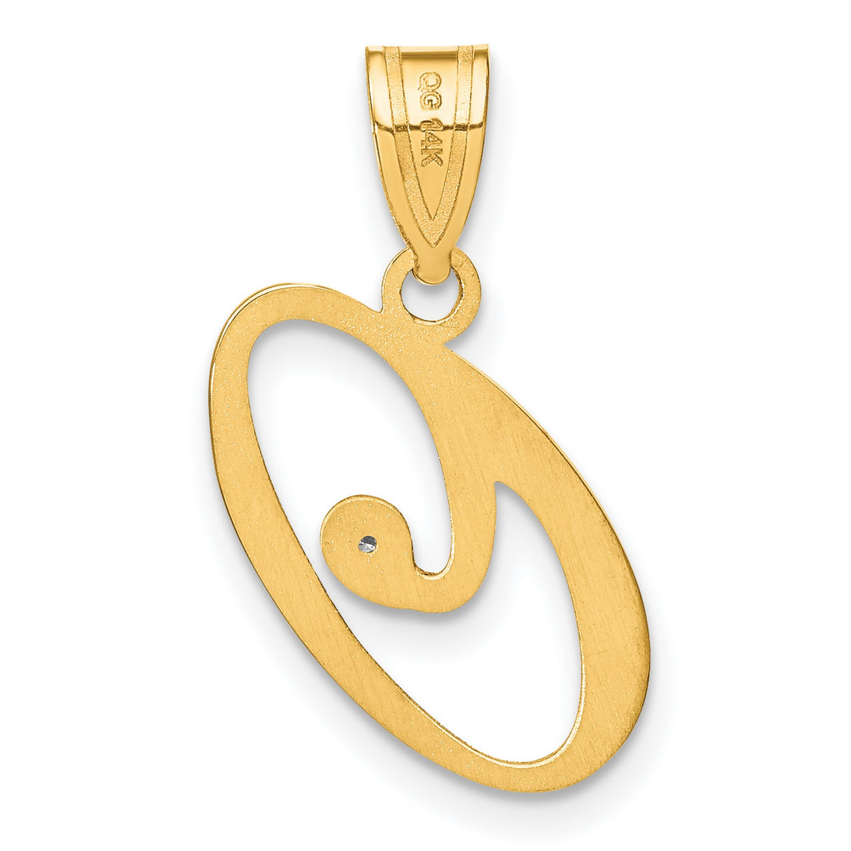 14k Yellow Gold Script Letter O Pendant with Diamond Accent, Dainty Initial Charm for Women