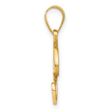 Script Letter P Initial with Diamond Charm Pendant in Real 14k Yellow Gold