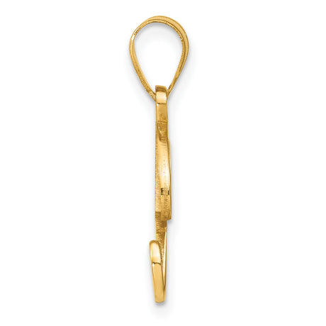 Script Letter P Initial with Diamond Charm Pendant in Real 14k Yellow Gold