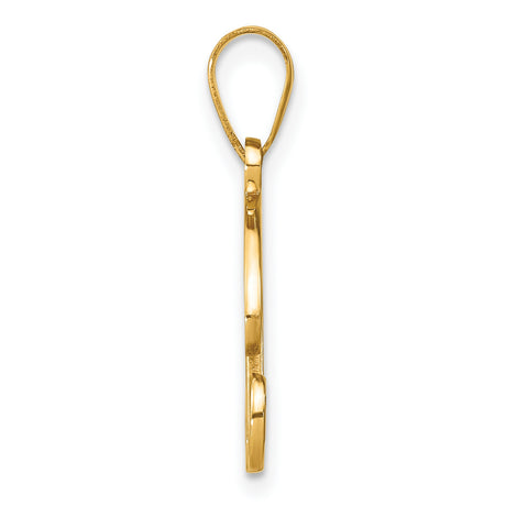 14k Yellow Gold R Initial Pendant with Diamond Accent, Script Letter Charm for Women