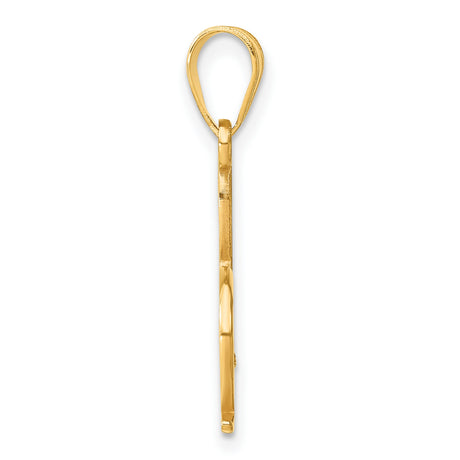 14k Yellow Gold Initial D Pendant with Diamond Accent, Script Monogram Charm for Women