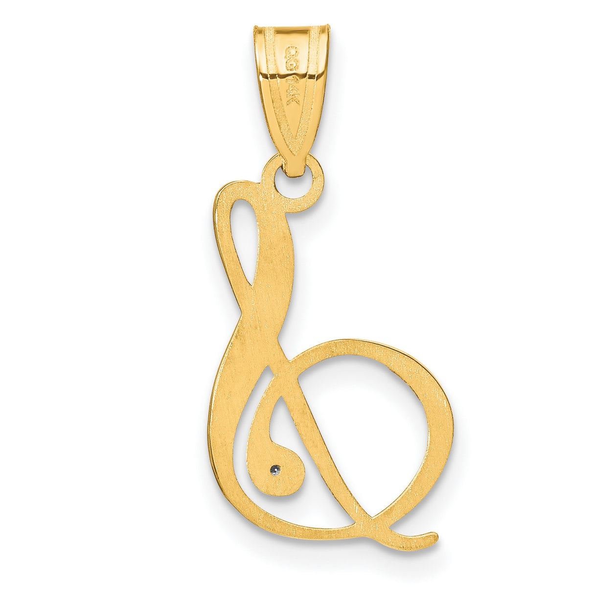 14k Yellow Gold Initial D Pendant with Diamond Accent, Script Monogram Charm for Women