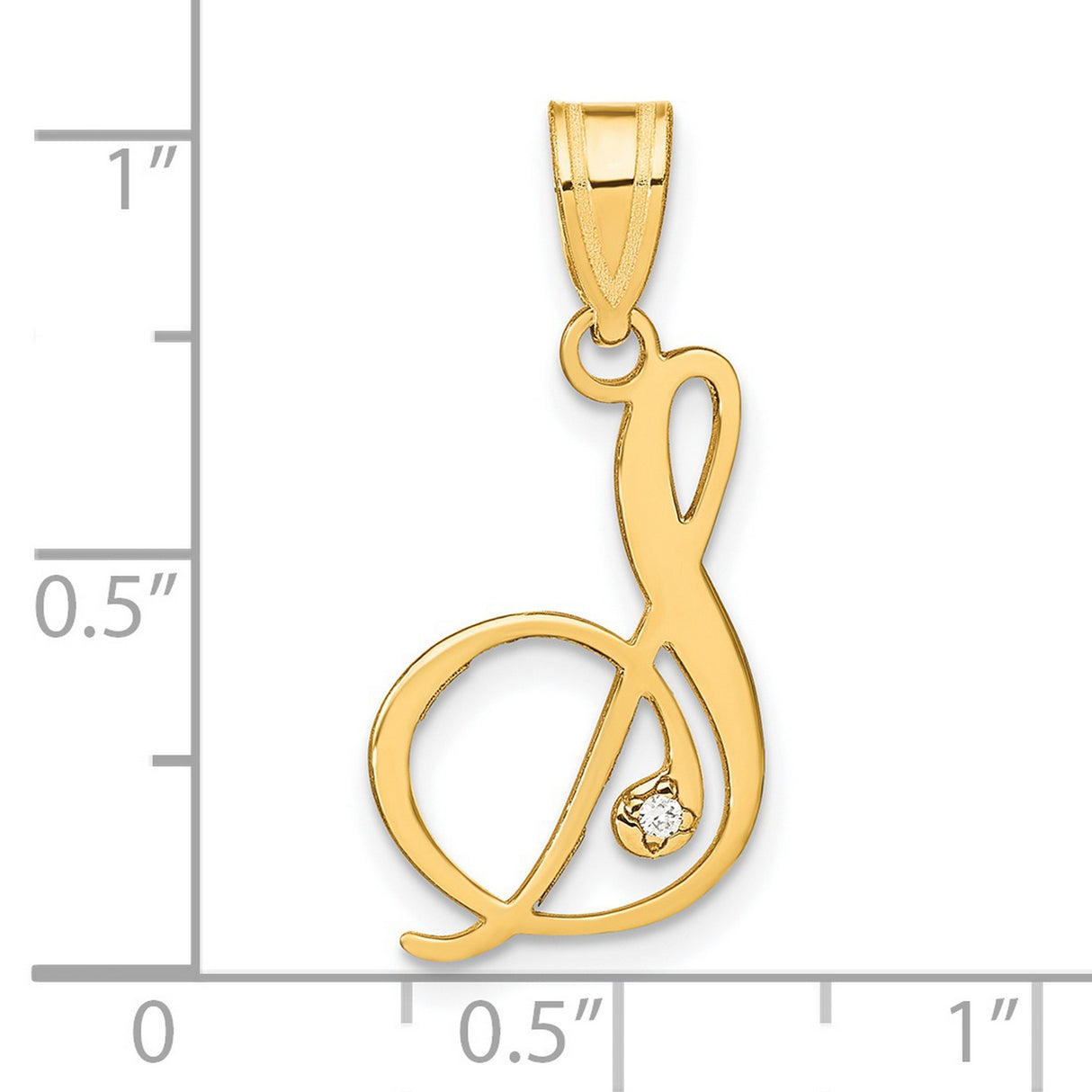 14k Yellow Gold Initial D Pendant with Diamond Accent, Script Monogram Charm for Women