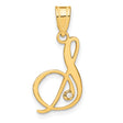 14k Yellow Gold Initial D Pendant with Diamond Accent, Script Monogram Charm for Women