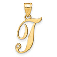 14k Yellow Gold Initial J Pendant with Diamond Accent, Cursive Letter Charm for Women