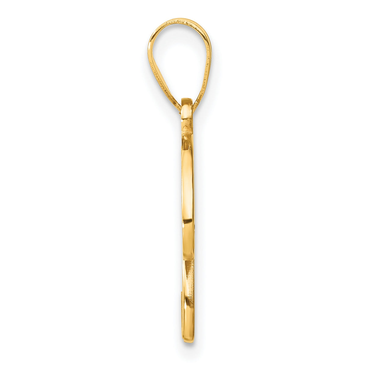 14k Yellow Gold Script Letter U Pendant with Diamond Accent