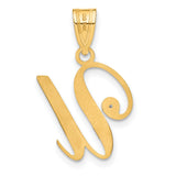 14k Yellow Gold Script Letter U Pendant with Diamond Accent