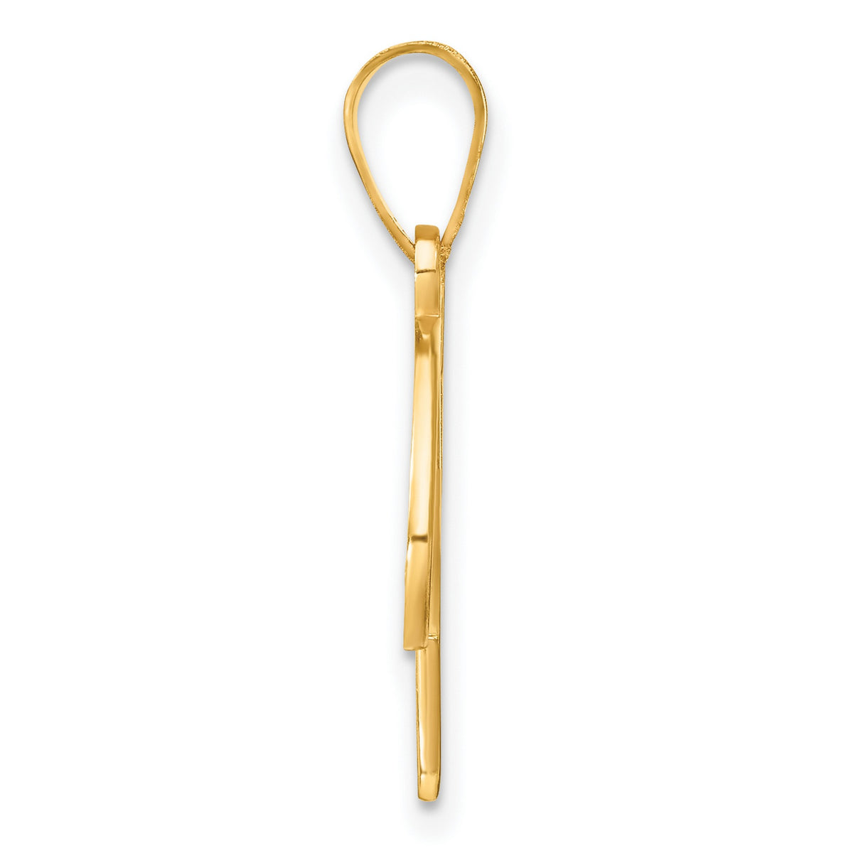 14k Yellow Gold Script V Pendant with Diamond Accent, Flowing Letter Charm for Women