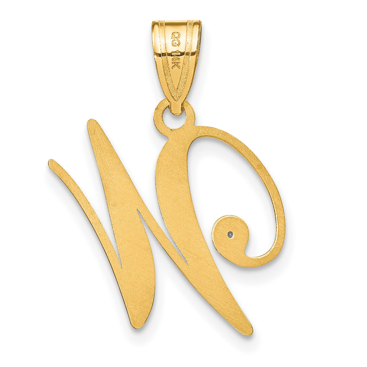14k Yellow Gold W Initial Pendant with Diamond Accent, Script Letter Charm for Women