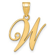 14k Yellow Gold W Initial Pendant with Diamond Accent, Script Letter Charm for Women