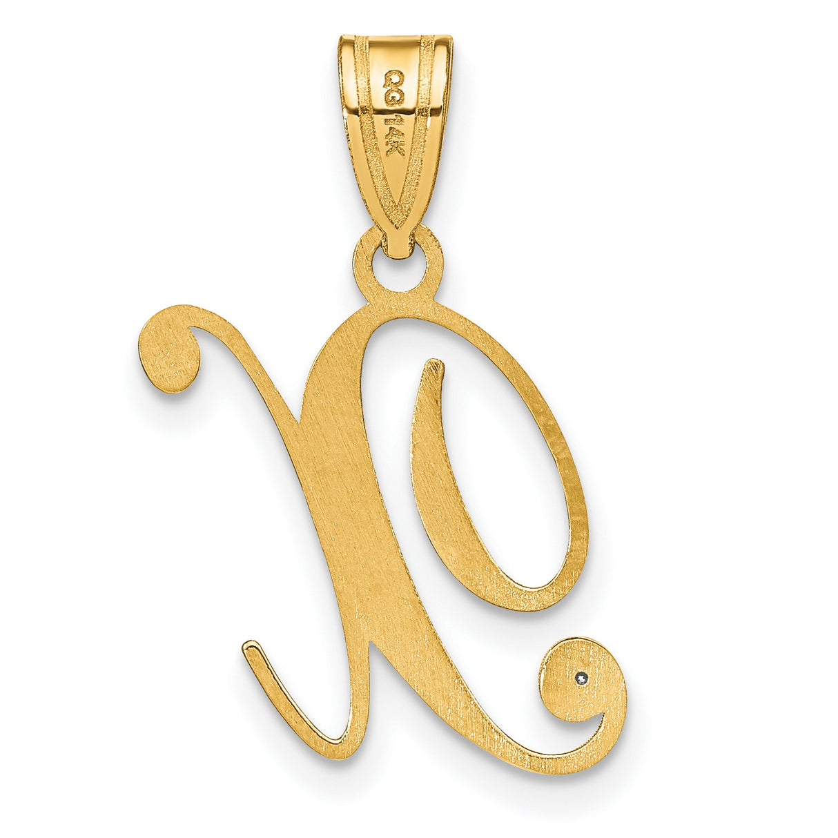 14k Yellow Gold Initial X Pendant with Diamond Accent, Cursive Letter Charm for Women