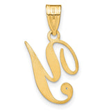 14k Yellow Gold Initial Y Pendant with Diamond Accent, Script Letter Charm for Women