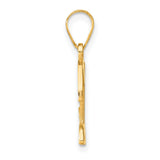 14k Yellow Gold Letter L Pendant with Diamond Accent, Script Initial Charm for Women