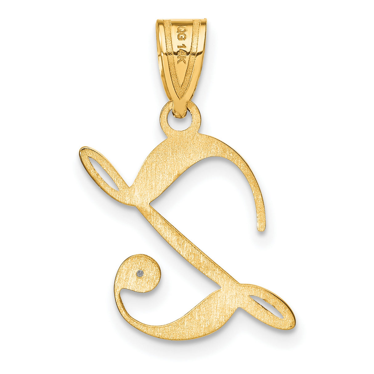 14k Yellow Gold Letter L Pendant with Diamond Accent, Script Initial Charm for Women