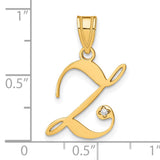 14k Yellow Gold Letter L Pendant with Diamond Accent, Script Initial Charm for Women