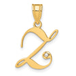 14k Yellow Gold Letter L Pendant with Diamond Accent, Script Initial Charm for Women