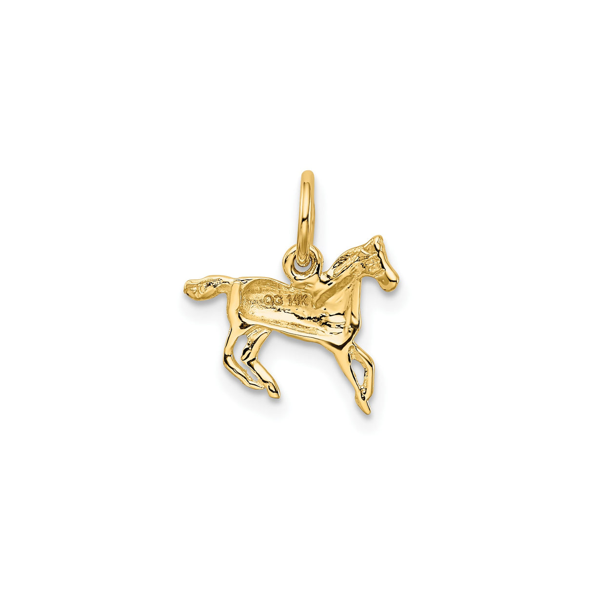 14k Yellow Gold Horse Charm Pendant, Trotting Horse Design, Western Equestrian Theme
