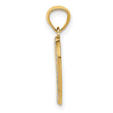Half Diamond-cut Heart Charm Pendant in Real 14k Multi-Tone Gold