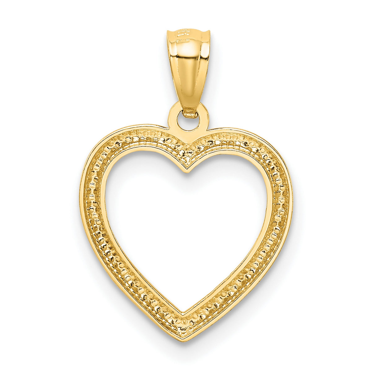 Half Diamond-cut Heart Charm Pendant in Real 14k Multi-Tone Gold