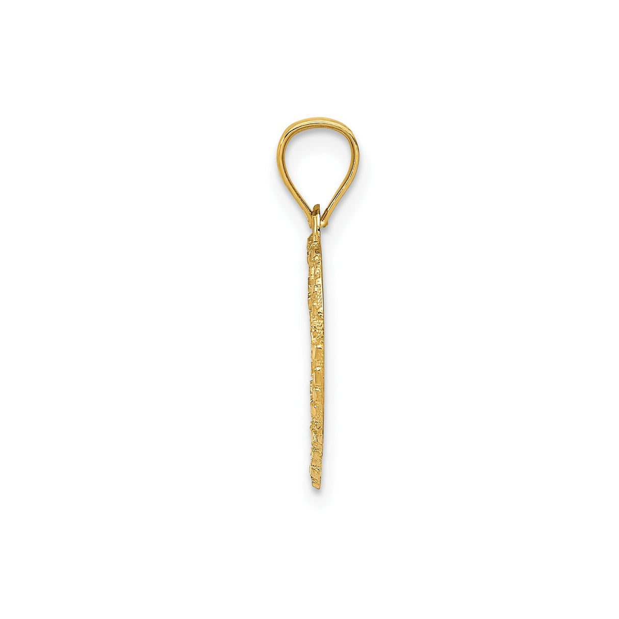 14k Yellow Gold Heart Pendant with Textured Open Design and Diamond Cut Detail