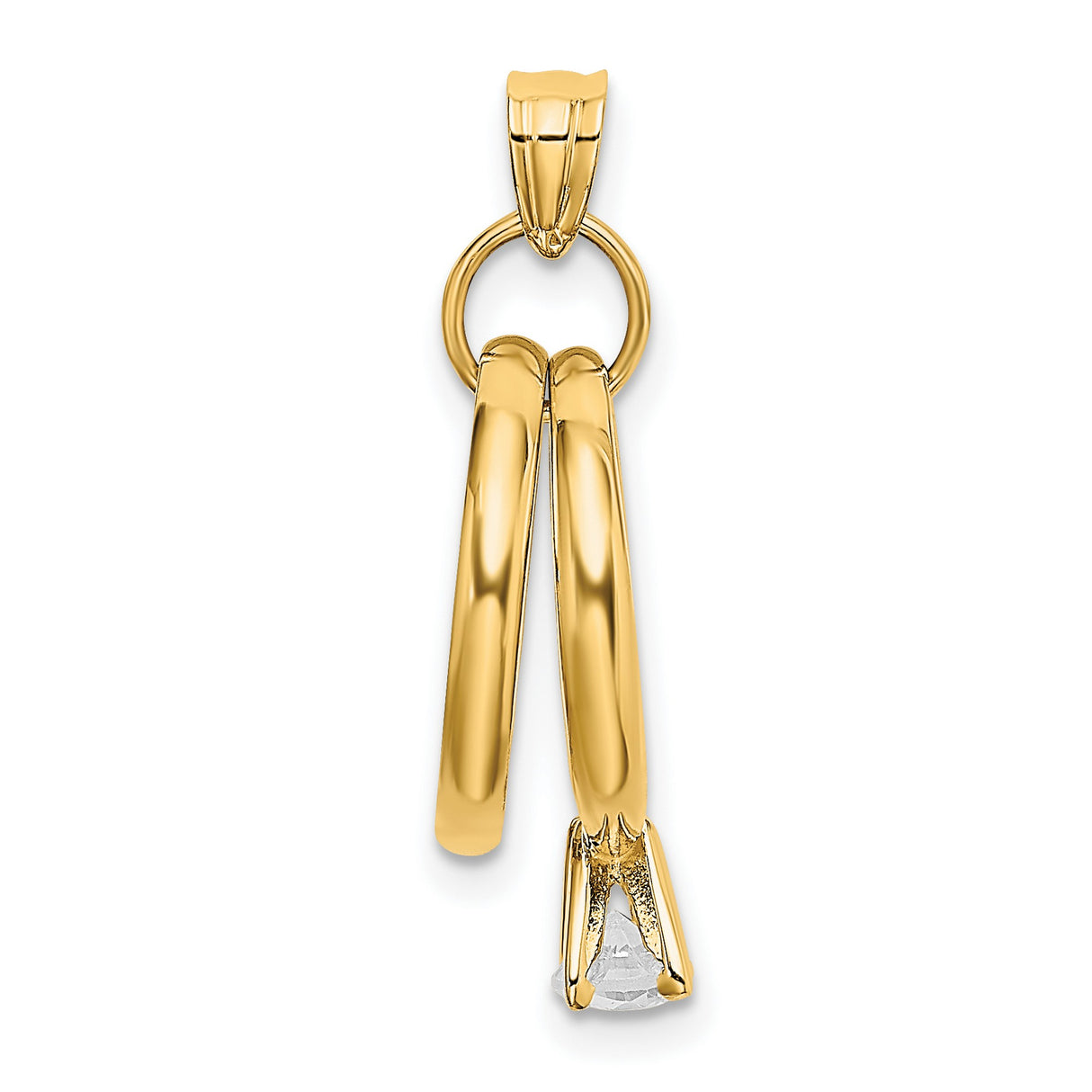 14k Yellow Gold Pendant with Interlocked Wedding Bands and Cubic Zirconia, Symbolic Bridal Charm