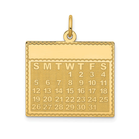 14k Yellow Gold Calendar Pendant Charm with Custom Date Engraving for Women