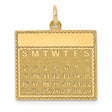 Saturday the First Day Calendar Charm Pendant in Real 14k Yellow Gold