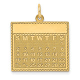 Saturday the First Day Calendar Charm Pendant in Real 14k Yellow Gold