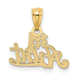 #1 Aunt Words In Cursive Charm Pendant in Real 14k Yellow Gold