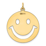 14k Yellow Gold Smiley Face Pendant, Cutout Disc Charm, Modern Minimalist Design for Women or Unisex Wear