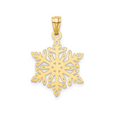 14k Yellow Gold Snowflake Pendant with Intricate Detailing, Geometric Winter Charm for Women