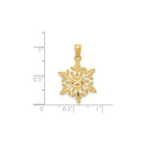 14k Yellow Gold Snowflake Pendant with Intricate Detailing, Geometric Winter Charm for Women