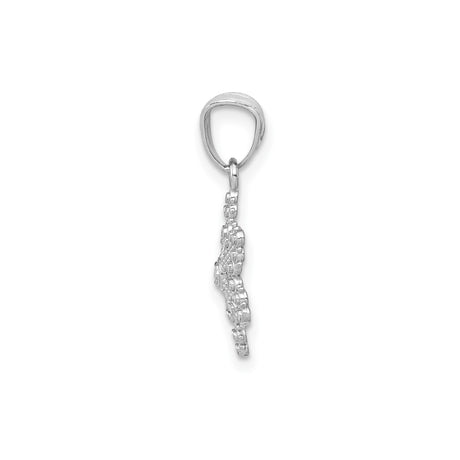 14k White Gold Snowflake Pendant with Mirror Detail and Beaded Design