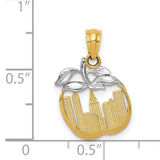14k Multi-Tone Gold Pendant with New York Skyline in Apple Outline, Unisex City Charm