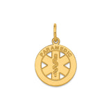 14k Yellow Gold Paramedic Pendant with Star of Life and Rod of Asclepius Symbol