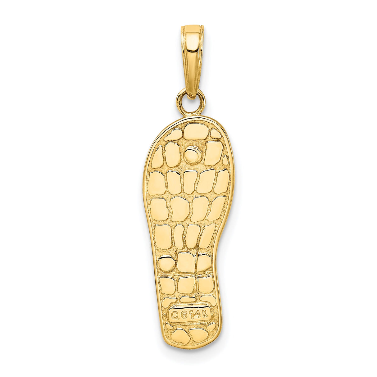 14k Multi-Tone Gold Flip Flop Pendant with Colorful Enamel Hibiscus Flowers, Tropical Charm