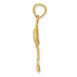 Polished Casted Solid Palm Tree Charm Pendant in Real 14k Yellow Gold