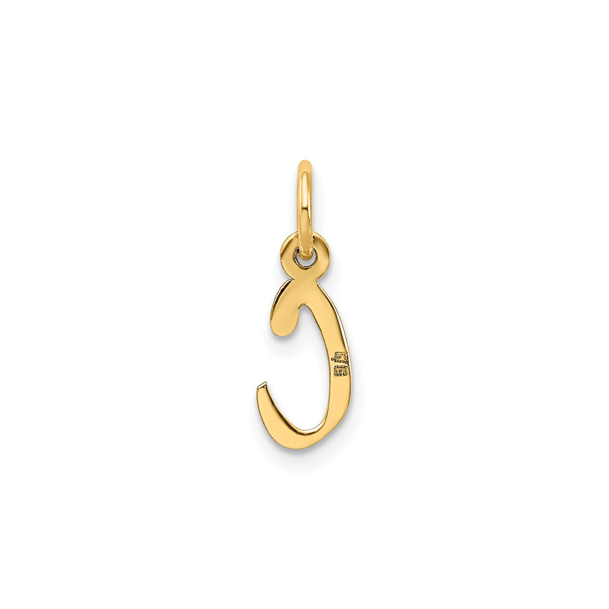 14k Yellow Gold Script Initial C Charm Pendant, Polished Monogram Letter Jewelry for Women