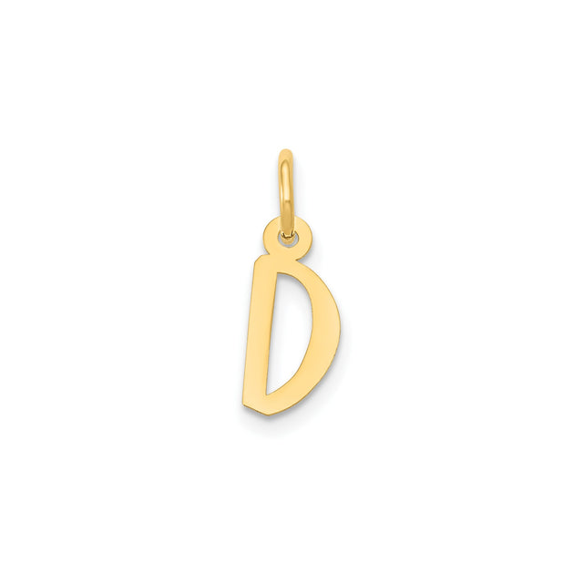 14k Yellow Gold Letter D Pendant Charm, Polished Block Initial Design for Women