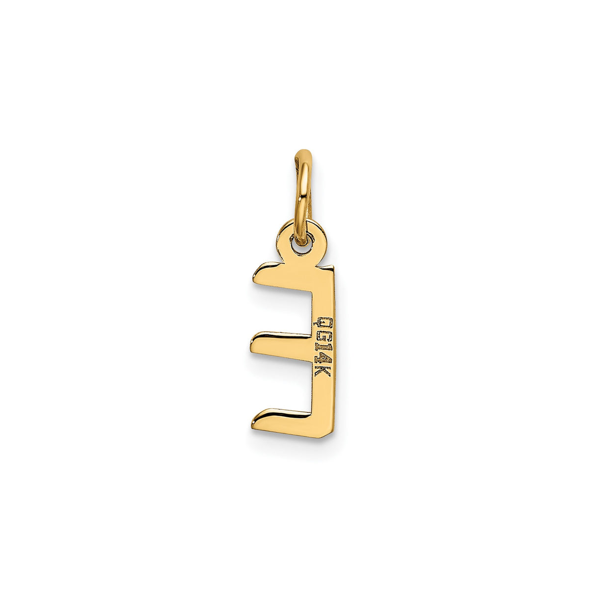 14k Yellow Gold Letter E Pendant Charm, Polished Block Style Initial Jewelry for Women and Unisex Wear