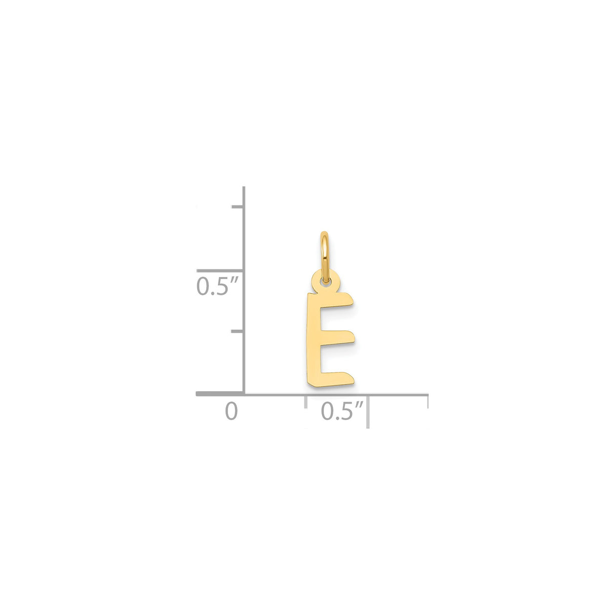 14k Yellow Gold Letter E Pendant Charm, Polished Block Style Initial Jewelry for Women and Unisex Wear