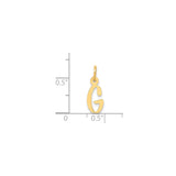 14k Yellow Gold Script G Initial Pendant Charm, Cursive Monogram Alphabet Jewelry for Women