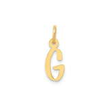 14k Yellow Gold Script G Initial Pendant Charm, Cursive Monogram Alphabet Jewelry for Women