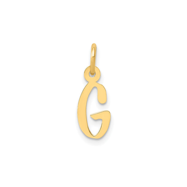 14k Yellow Gold Script G Initial Pendant Charm, Cursive Monogram Alphabet Jewelry for Women