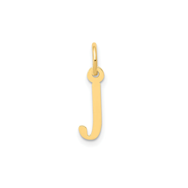 14k Yellow Gold Letter J Charm Pendant, Block Monogram Initial Design for Women