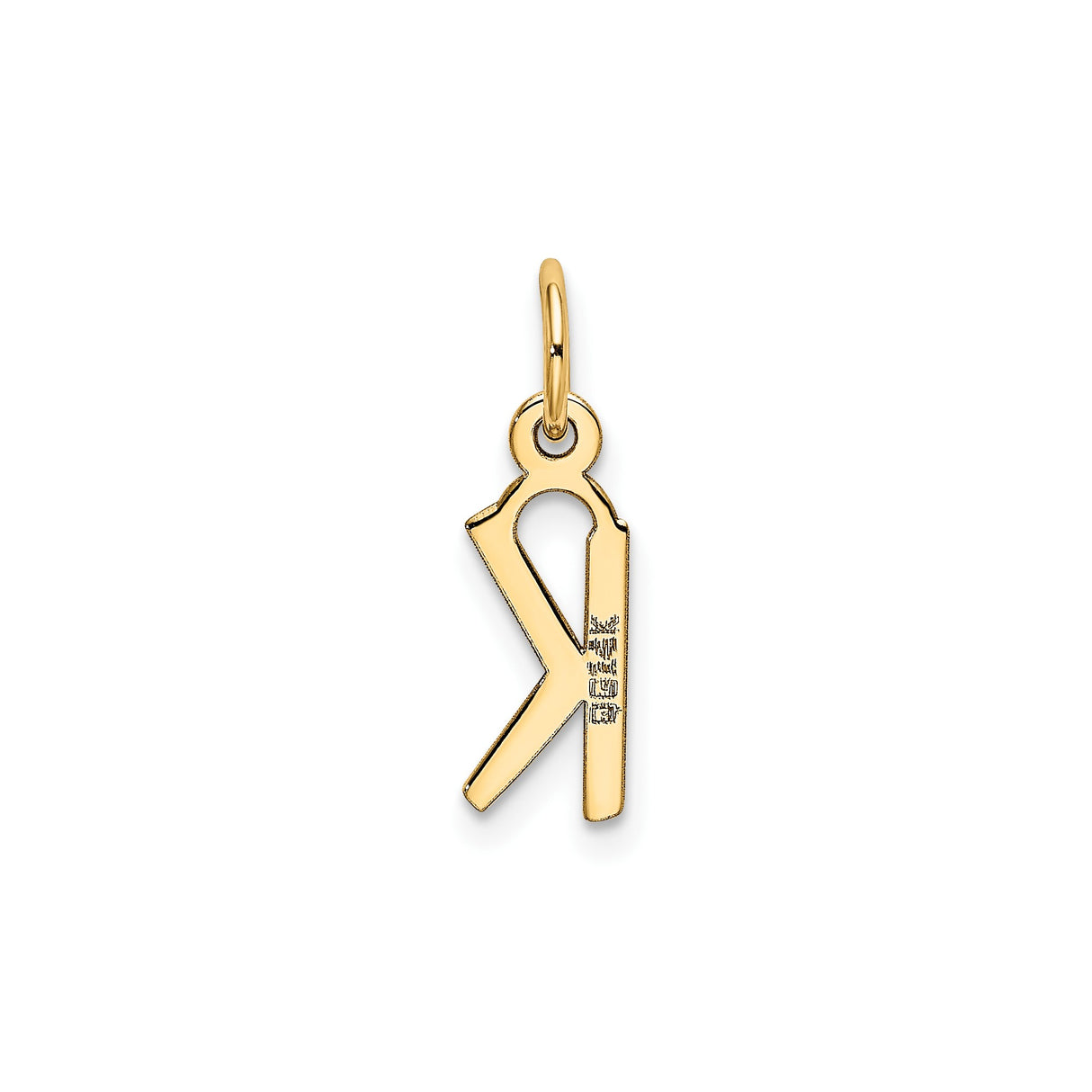 14k Yellow Gold Letter K Pendant Charm, Block Style Cutout Initial Jewelry for Women or Unisex