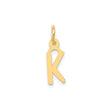14k Yellow Gold Letter K Pendant Charm, Block Style Cutout Initial Jewelry for Women or Unisex