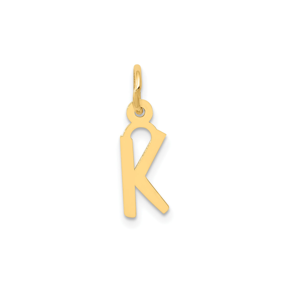 14k Yellow Gold Letter K Pendant Charm, Block Style Cutout Initial Jewelry for Women or Unisex